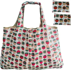 HAPPYHEDI Foldable Reusable Grocery Bags Washable Shopping Totes, Long Handles, Fold-Up Pouch, Heavy Duty Bulk