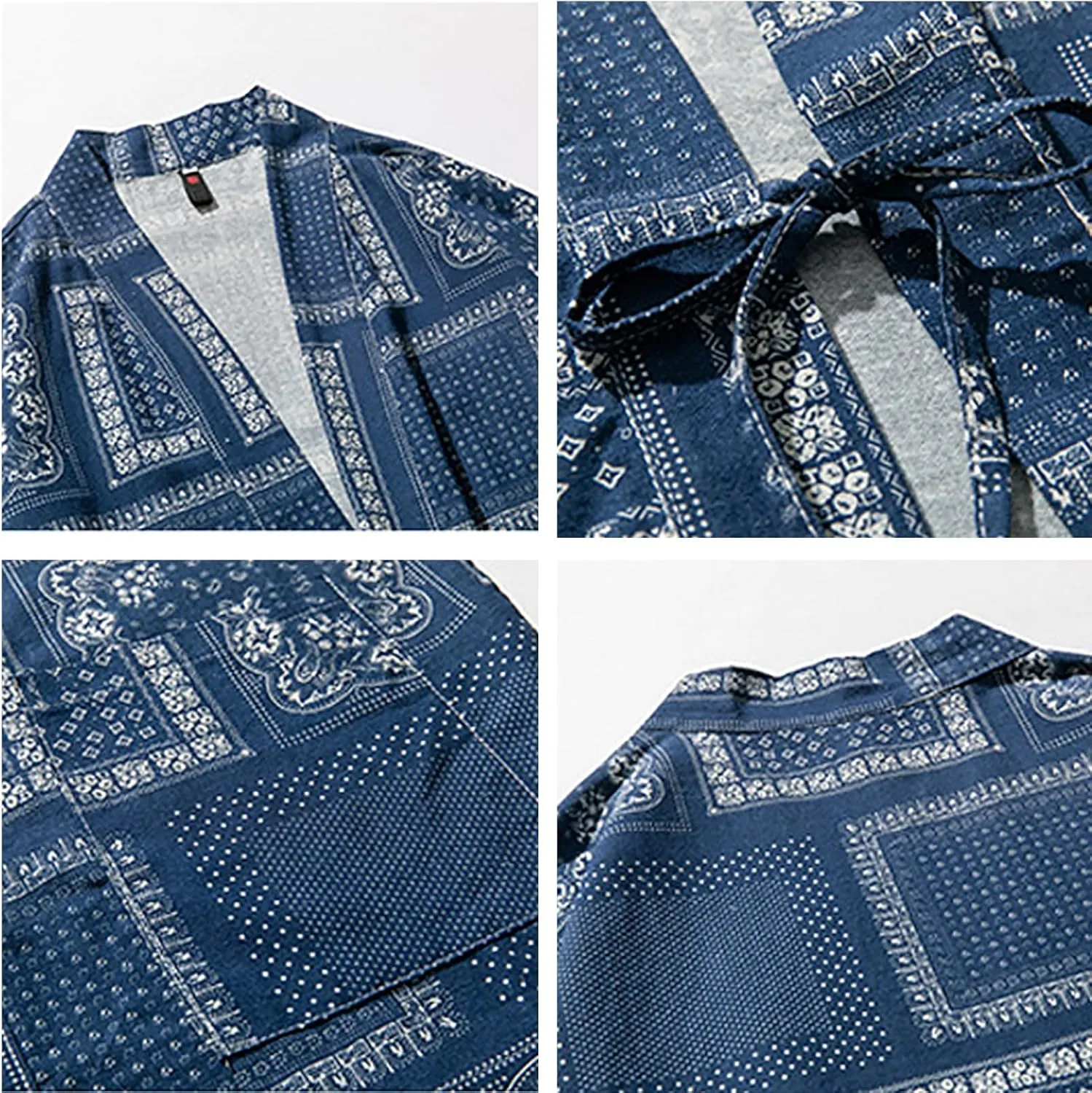 Haseil Men's Kimono Cardigan Japanese Jackets Casual Cotton 3/4 Sleeve Shirt Open Front Coat Lightweight Linen Outwear