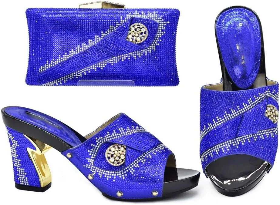HBJWOV Flash diamond chunky heels with clutch bag European and American non-dinner clutch bag casual