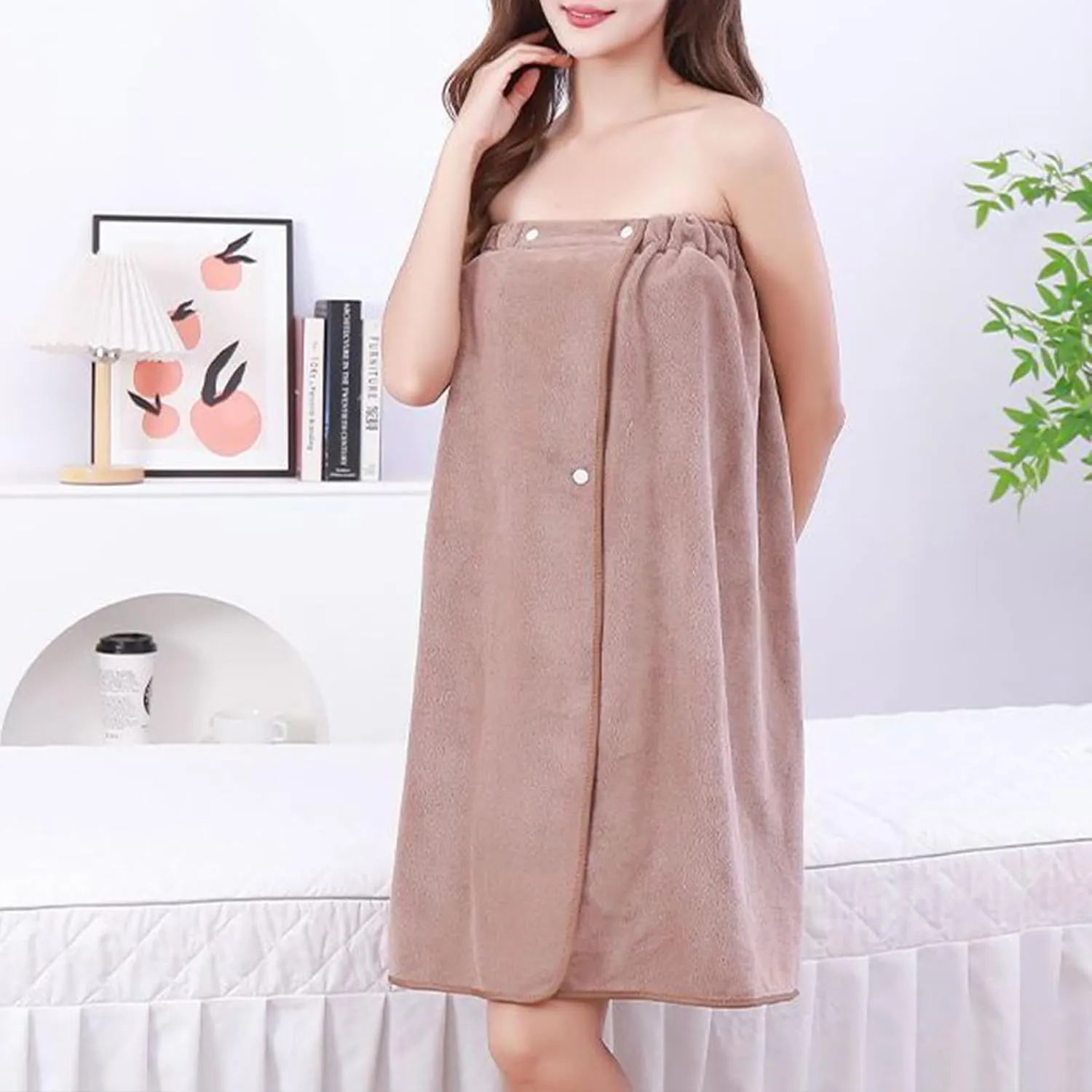 HGps8w 4-Pack Women's Soft Wrap Towel Shower Robe Lightweight Spa Body Wrap Adjustable Closure Bathrobe