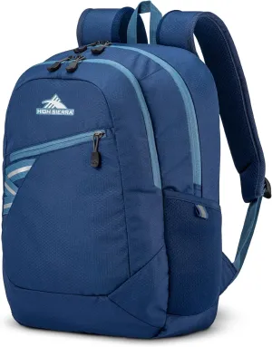 High Sierra Outburst 2.0 Carry-On Daypack Book Bag with Padded Laptop Tablet Sleeve, 360 Degree Reflectivity, Fits Most 15.6" Laptops, 28L, Graphite Blue/True Navy