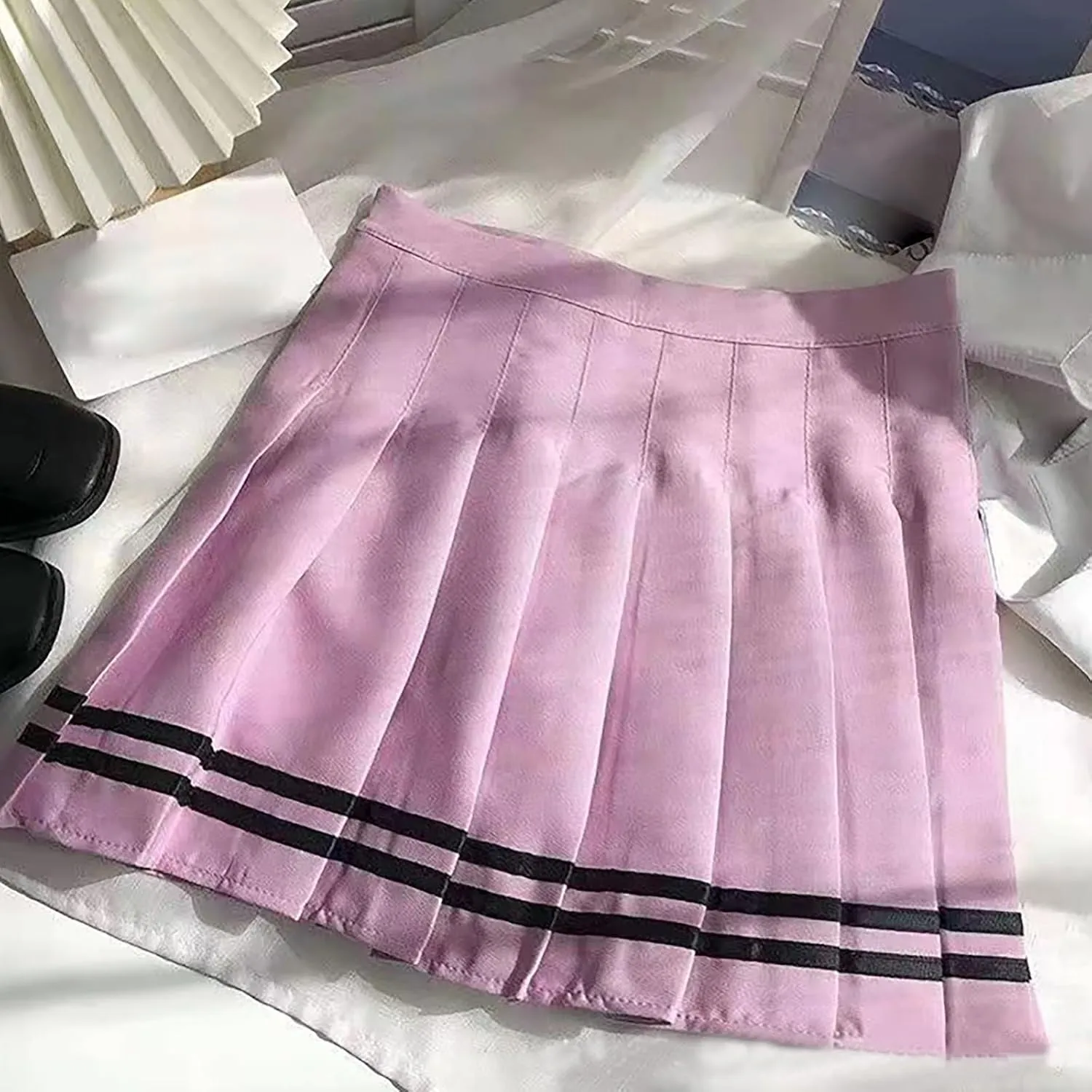 High Waist Short Skirt Pleated Skirts Shorts Lightweight Fashion Women Plaid Pleated A Line Skirt Burnout for