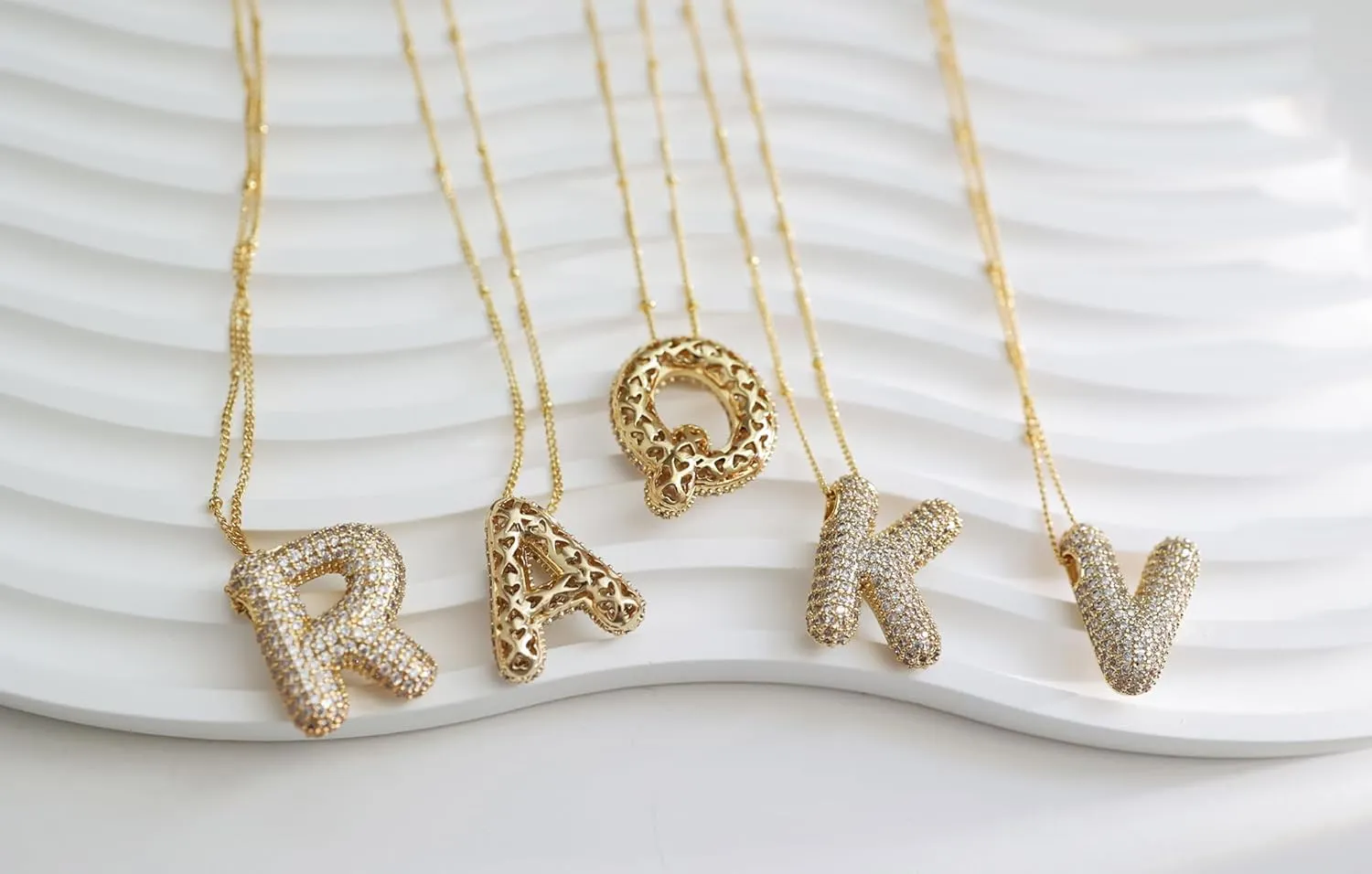 HUAN XUN Balloon Bubble Initial Necklaces for Women Personalized Charm Letter Necklace Jewelry Pendant