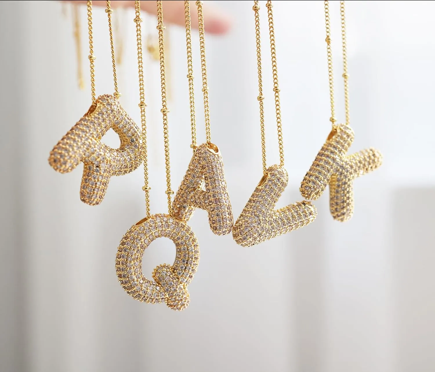 HUAN XUN Balloon Bubble Initial Necklaces for Women Personalized Charm Letter Necklace Jewelry Pendant