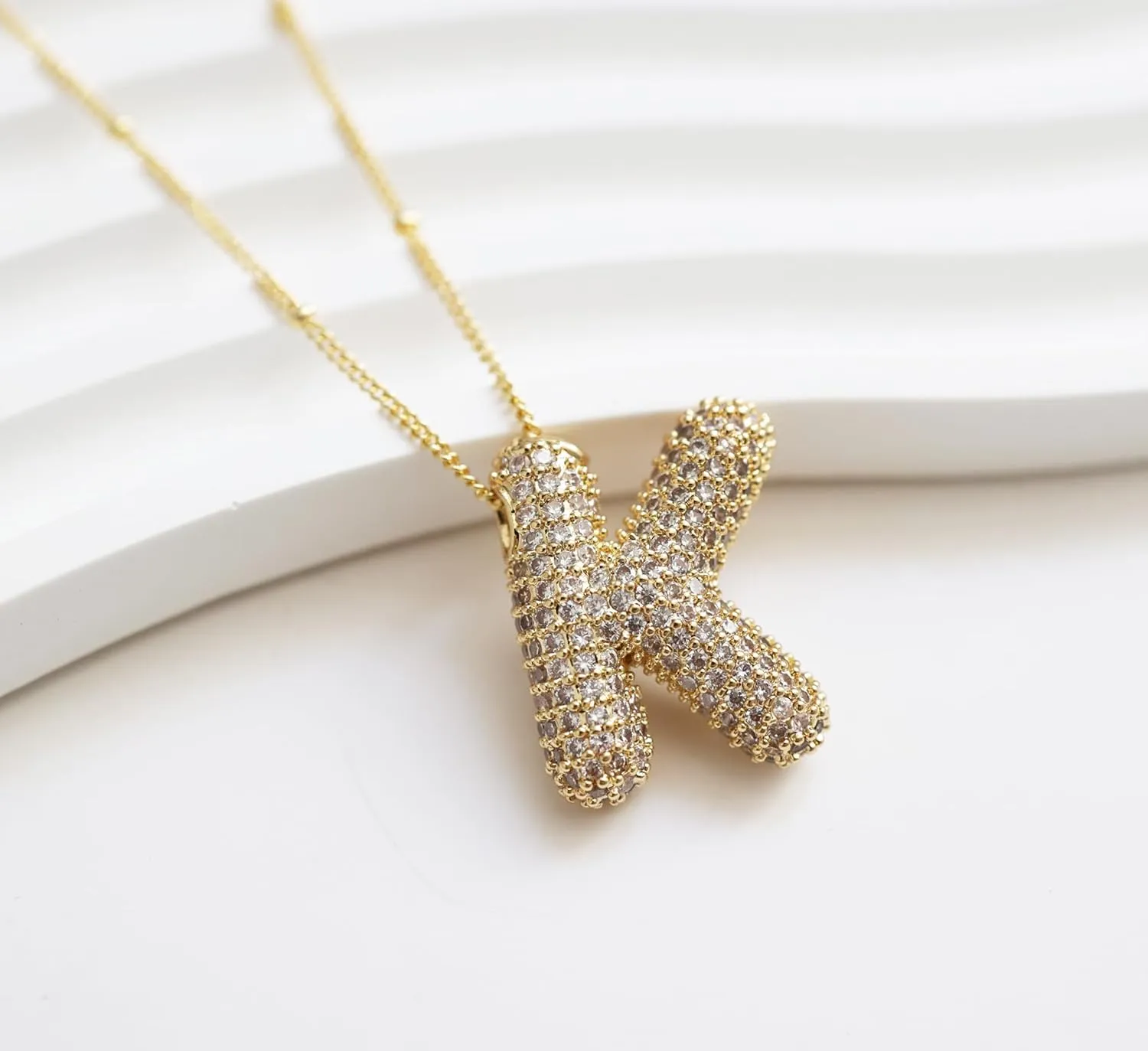 HUAN XUN Balloon Bubble Initial Necklaces for Women Personalized Charm Letter Necklace Jewelry Pendant