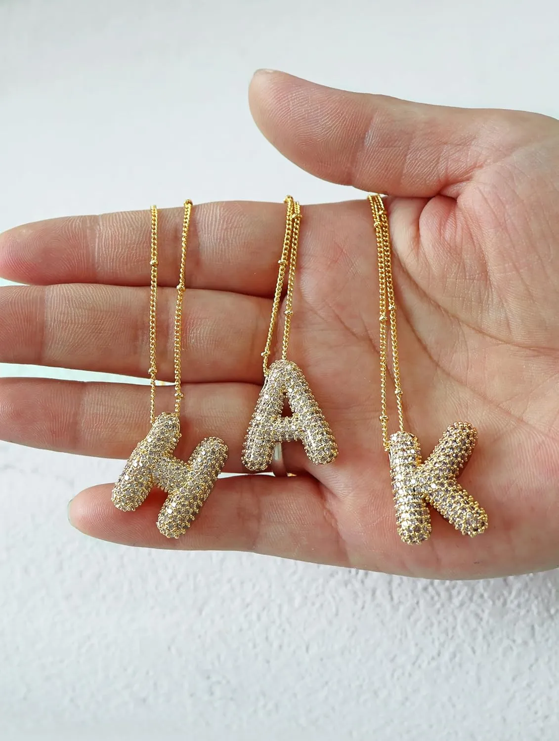 HUAN XUN Balloon Bubble Initial Necklaces for Women Personalized Charm Letter Necklace Jewelry Pendant