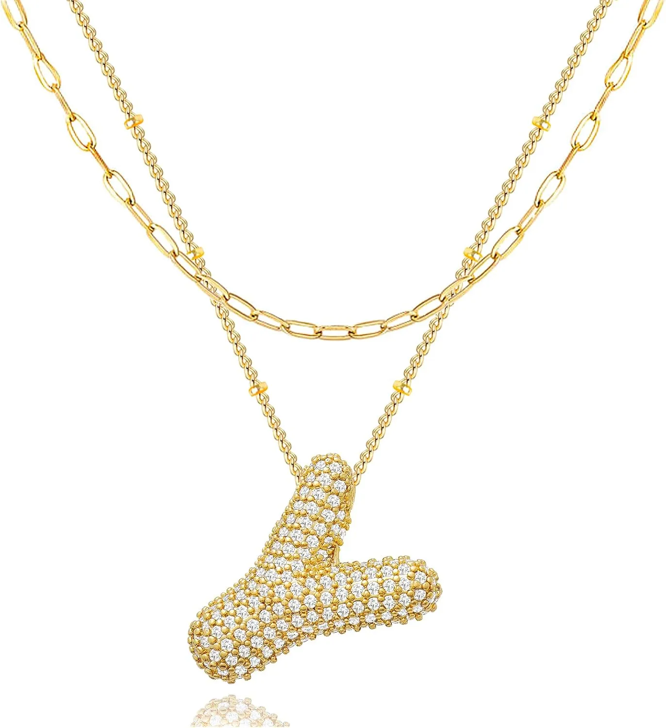 HUAN XUN Balloon Bubble Initial Necklaces for Women Personalized Charm Letter Necklace Jewelry Pendant