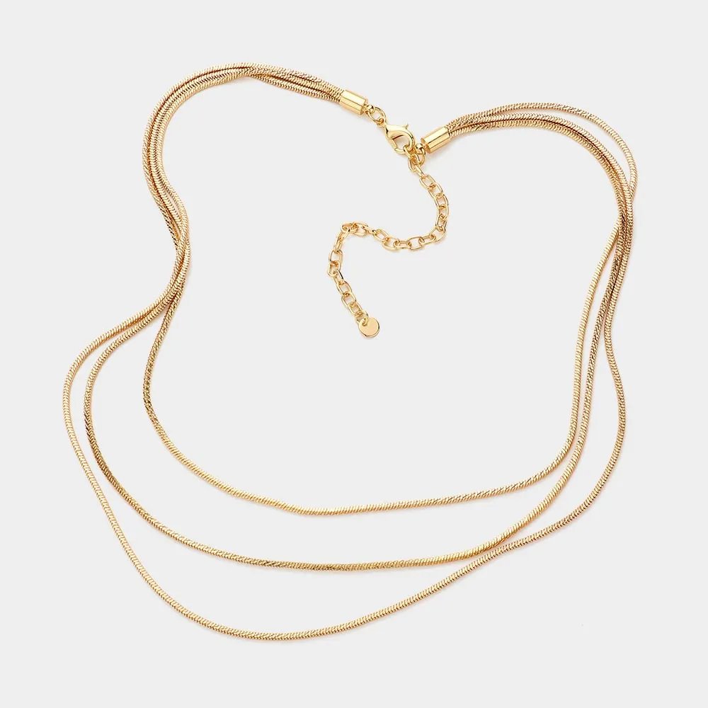 iLLASPARKZ Brass Metal Triple Layered Chain Necklace