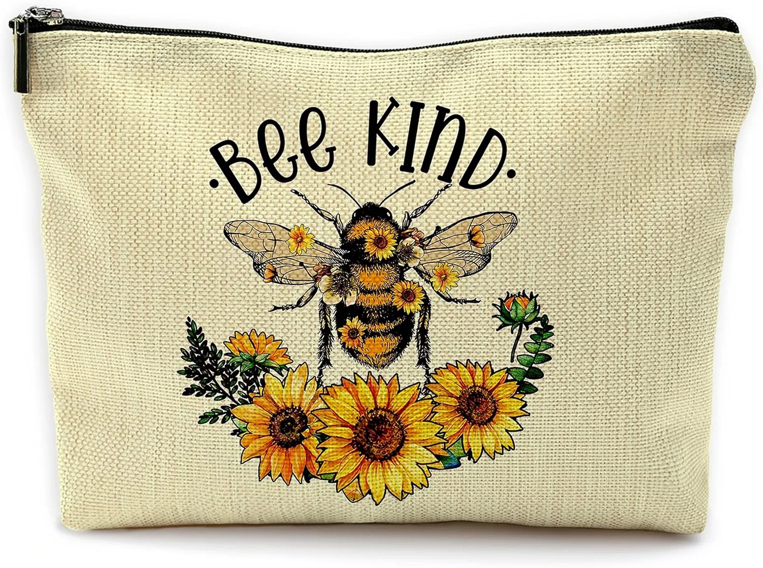 Inspirational Quotes Bee Kind Bee Makeup Bag Cosmetic Bags with Zipper Pouch Travel Toiletry Case,Gifts for Bee Lovers Women,Lover Gifts