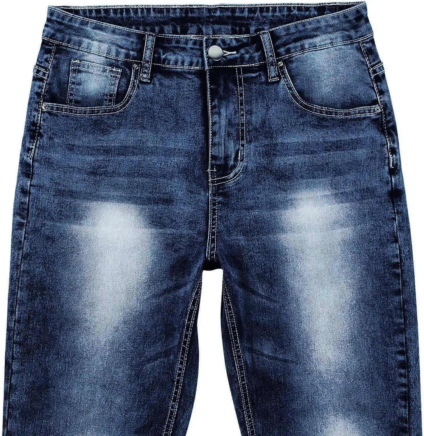 Jeans for Men Slim Fit Stretch Classic Comfort Flex Retro Jeans Pants Lightweight Elastic Waist Denim Trousers