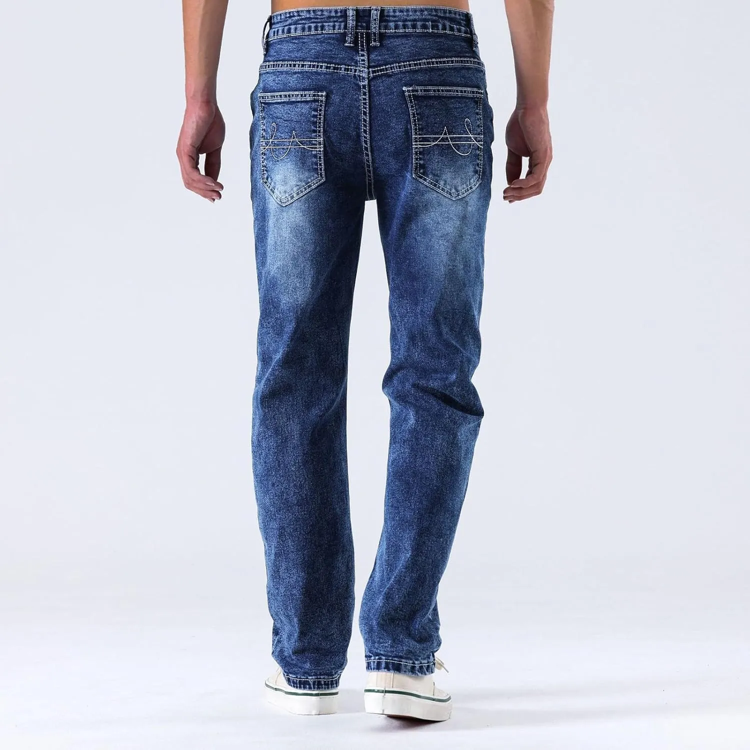 Jeans for Men Slim Fit Stretch Classic Comfort Flex Retro Jeans Pants Lightweight Elastic Waist Denim Trousers