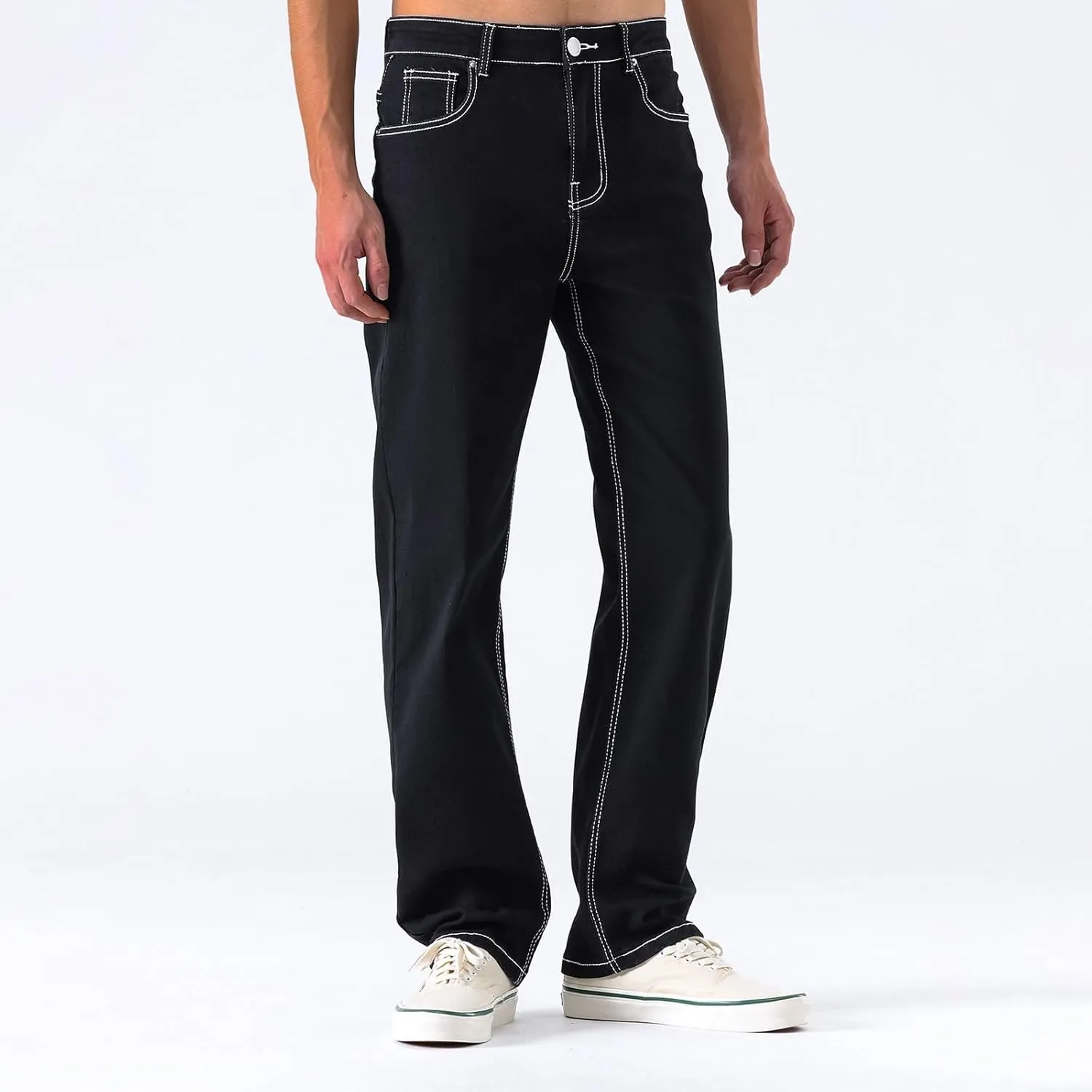 Jeans for Men Slim Fit Stretch Classic Comfort Flex Retro Jeans Pants Lightweight Elastic Waist Denim Trousers