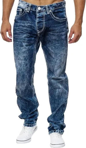 Jeans for Men Slim Fit Stretch Classic Comfort Flex Retro Jeans Pants Lightweight Elastic Waist Denim Trousers