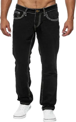 Jeans for Men Slim Fit Stretch Classic Comfort Flex Retro Jeans Pants Lightweight Elastic Waist Denim Trousers
