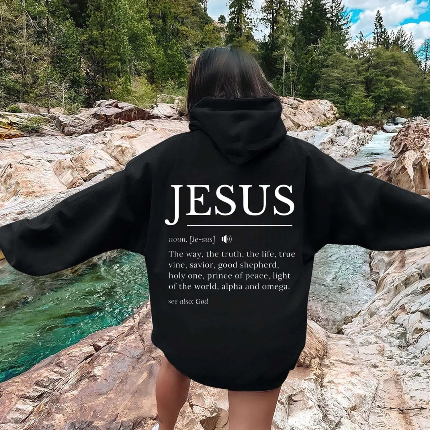 Jesus Hoodies for Women Teen Girls Oversized Christian Bible Verse Y2K Hooded Long Sleeve Christian Hoodie
