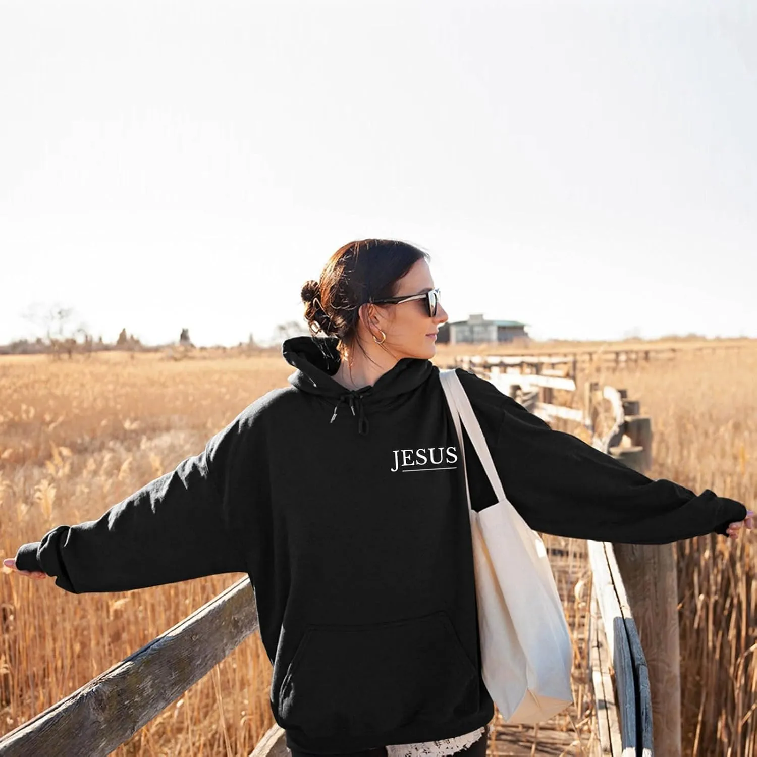 Jesus Hoodies for Women Teen Girls Oversized Christian Bible Verse Y2K Hooded Long Sleeve Christian Hoodie