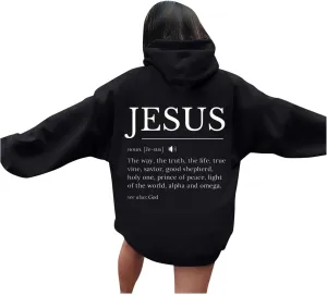 Jesus Hoodies for Women Teen Girls Oversized Christian Bible Verse Y2K Hooded Long Sleeve Christian Hoodie