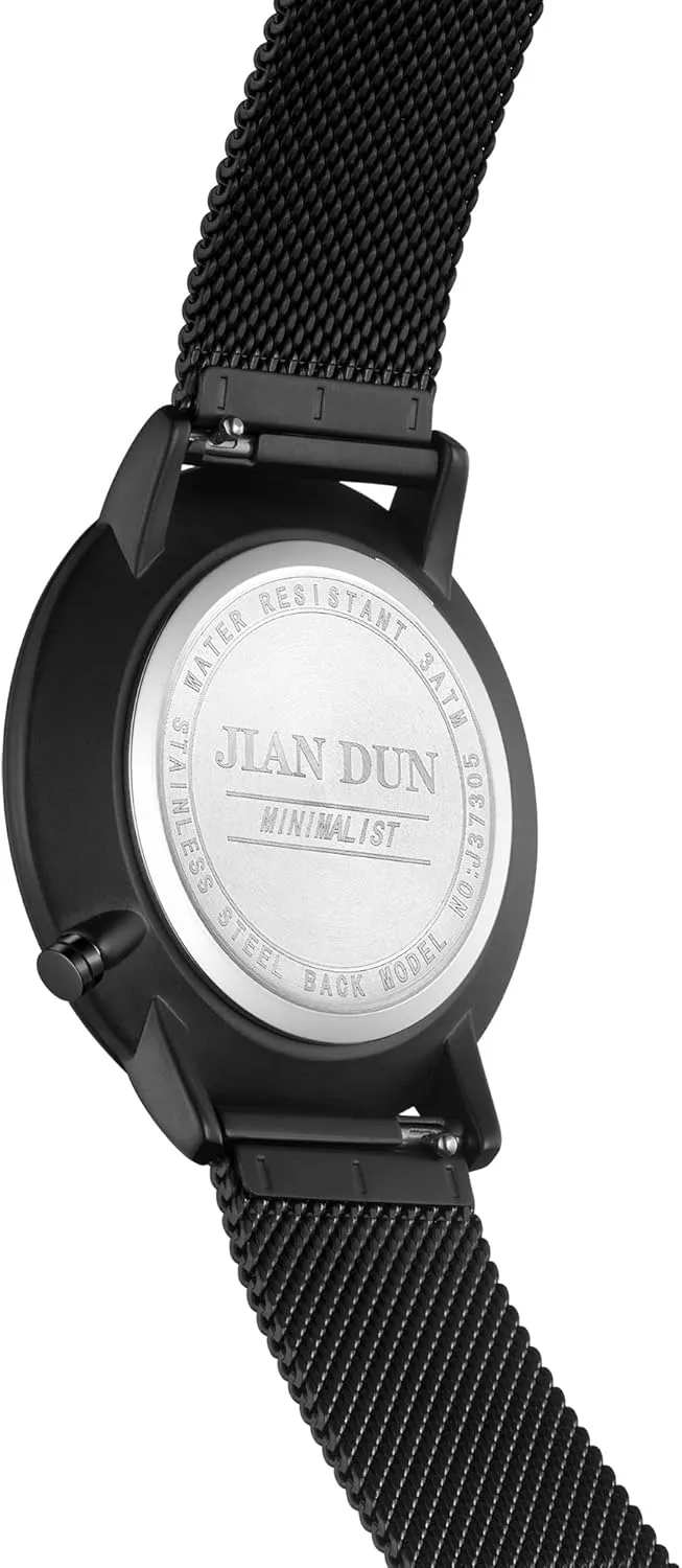 JIANDUN Mens Ultra-Thin Minimalist Wrist Watches for Men Dress Stainless Steel Mesh Band Waterproof