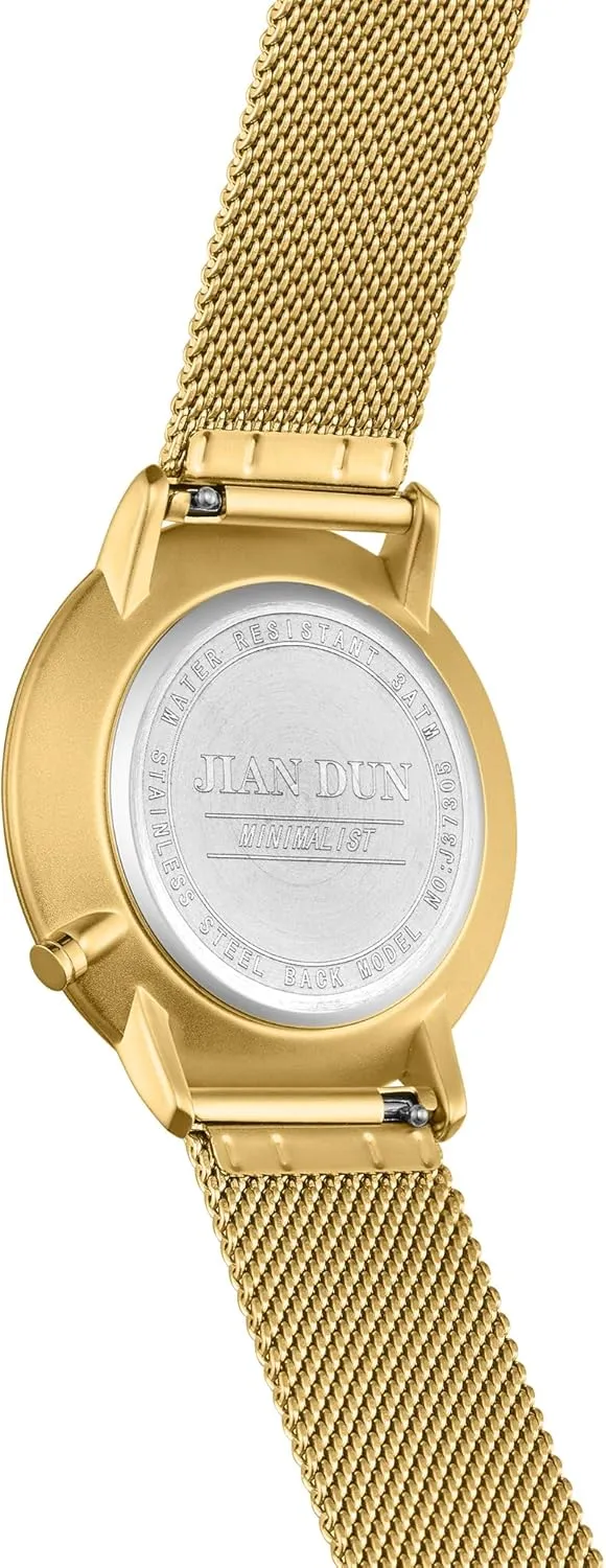 JIANDUN Mens Ultra-Thin Minimalist Wrist Watches for Men Dress Stainless Steel Mesh Band Waterproof