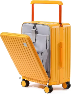 Joyway Hardshell Carry on Luggage Airline Approved with Front Pocket, Lightweight Hardside 20 Inch Suitcase with Spinner Wheels and TSA Lock (Orange, Carry on Luggage-20 Inch)