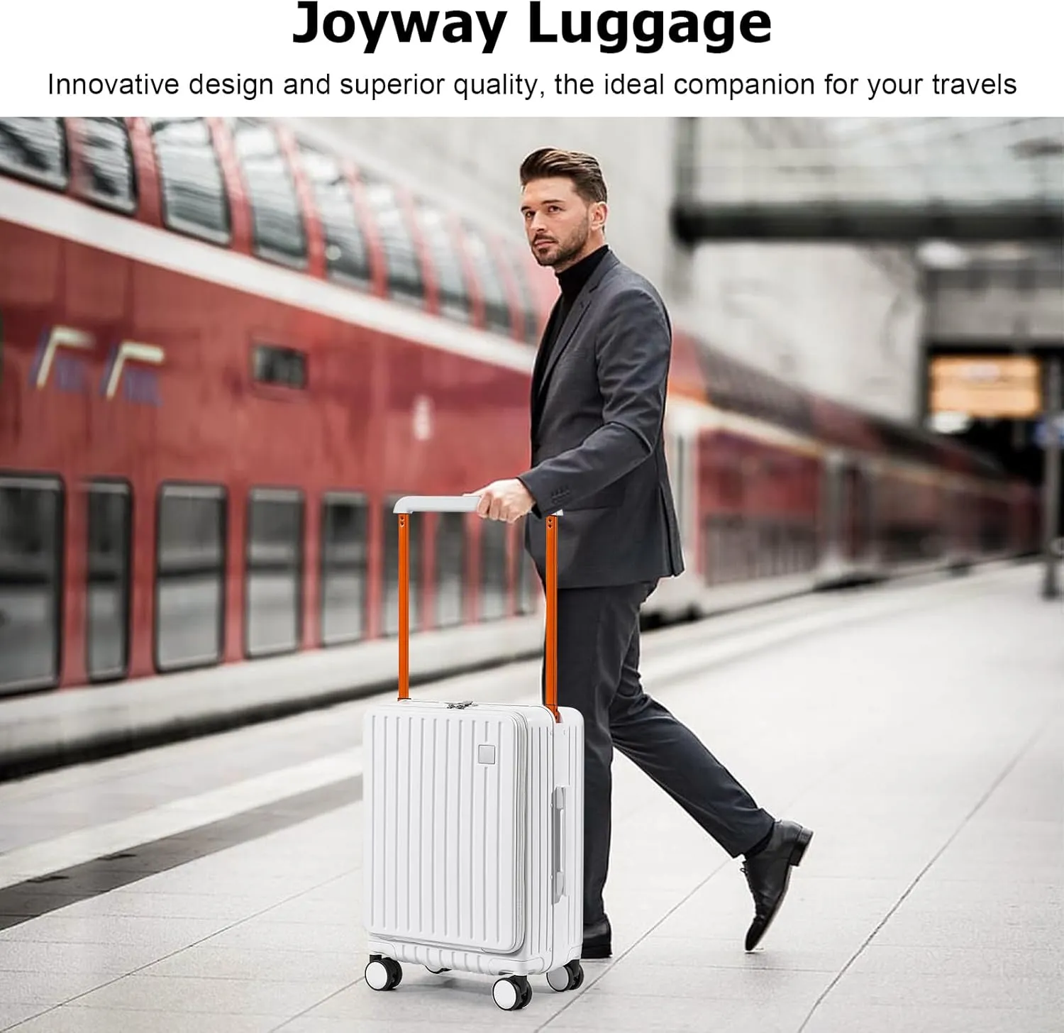 Joyway Hardshell Carry on Luggage Airline Approved with Front Pocket, Lightweight Hardside 20 Inch Suitcase with Spinner Wheels and TSA Lock (White, Carry on Luggage-20 Inch)