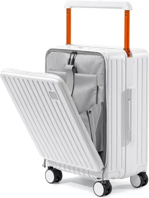 Joyway Hardshell Carry on Luggage Airline Approved with Front Pocket, Lightweight Hardside 20 Inch Suitcase with Spinner Wheels and TSA Lock (White, Carry on Luggage-20 Inch)