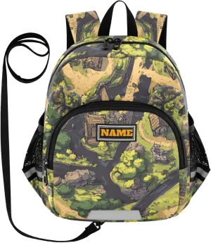 KLL Custom Cute Ears Backpack For Elementary School Leash Cool Girls Anti-Lost Personalized Daycare Diaper Bag with Reflective Strip S Boho Game Map