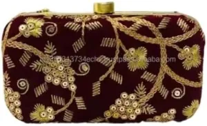 KUMKUM FASHIONS Indian Fashion Elegant Evening Clutch Women Hand Bag Handmade Embroidered Purse For Ladies