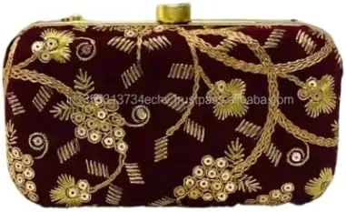 KUMKUM FASHIONS Indian Fashion Elegant Evening Clutch Women Hand Bag Handmade Embroidered Purse For Ladies
