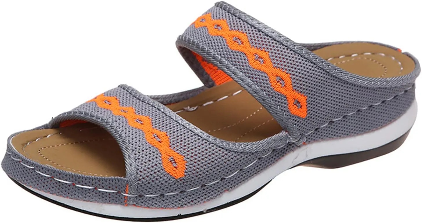 Ladmiple Comfortable Orthopedic Sandals For Women Dressy Summer Arch Support Orthotic Flip Flops Cute Walking Slides Shoes