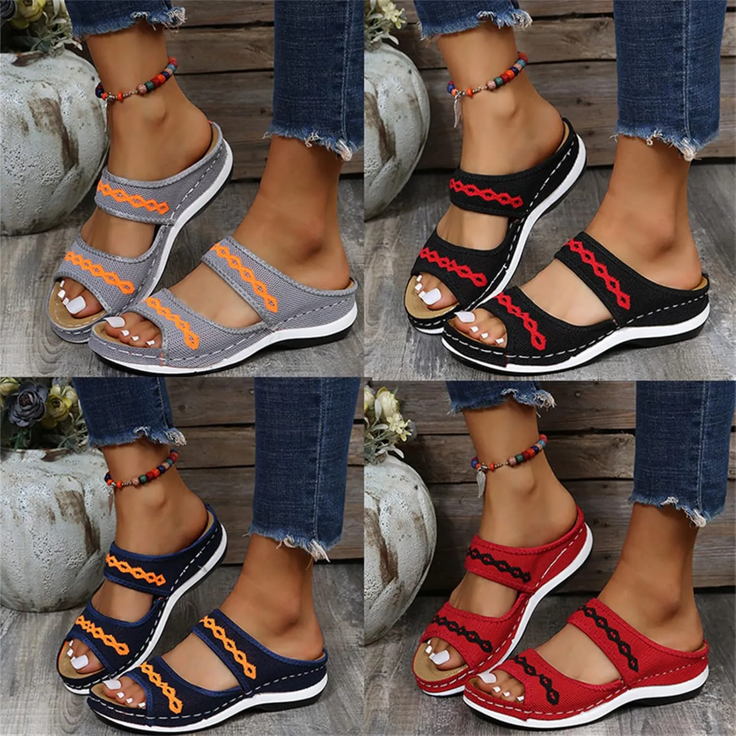 Ladmiple Comfortable Orthopedic Sandals For Women Dressy Summer Arch Support Orthotic Flip Flops Cute Walking Slides Shoes