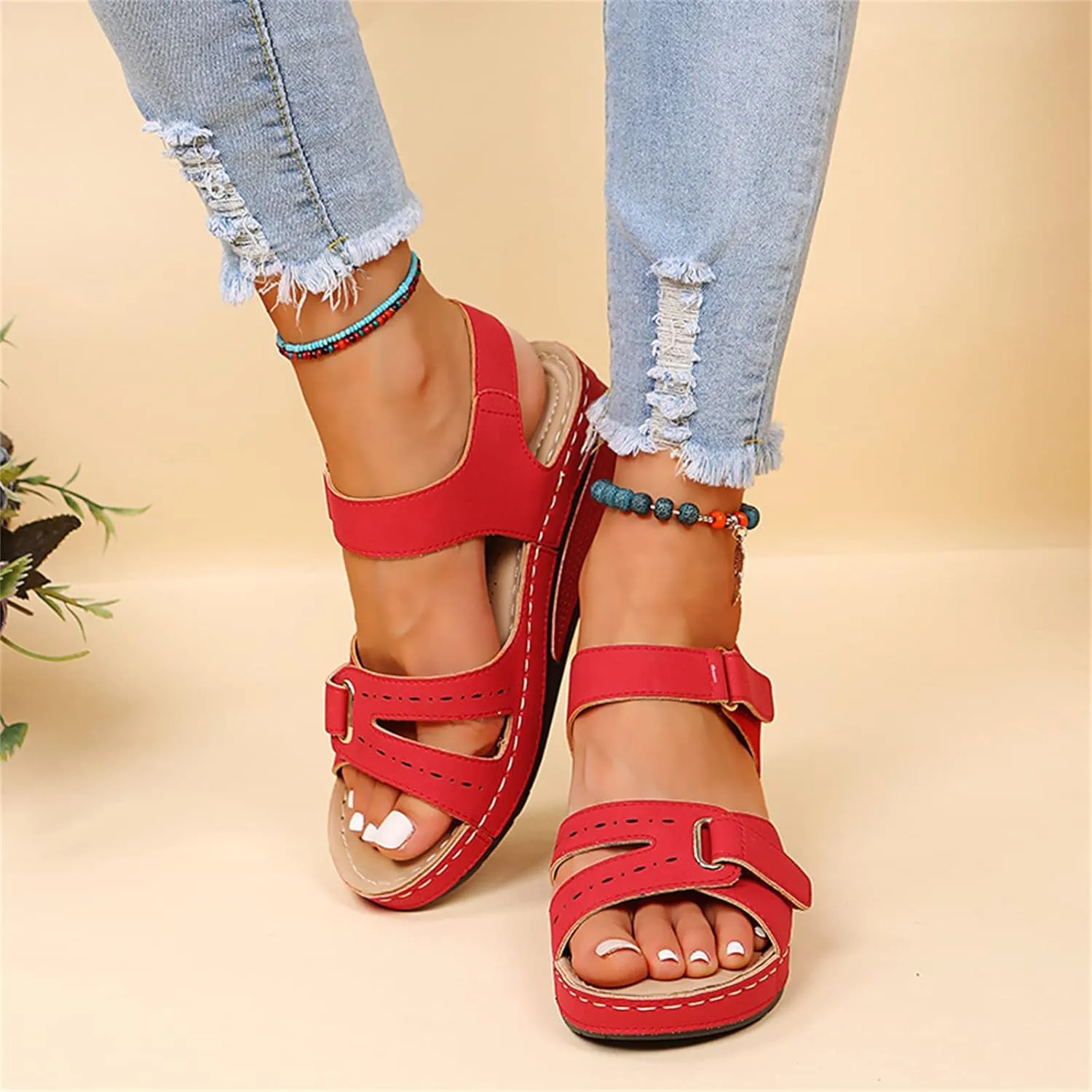 Ladmiple Orthopedic Sandals For Women Arch Support Dressy Summer Fashion Orthotic Slides Comfortable Athletic Slip On Slipper