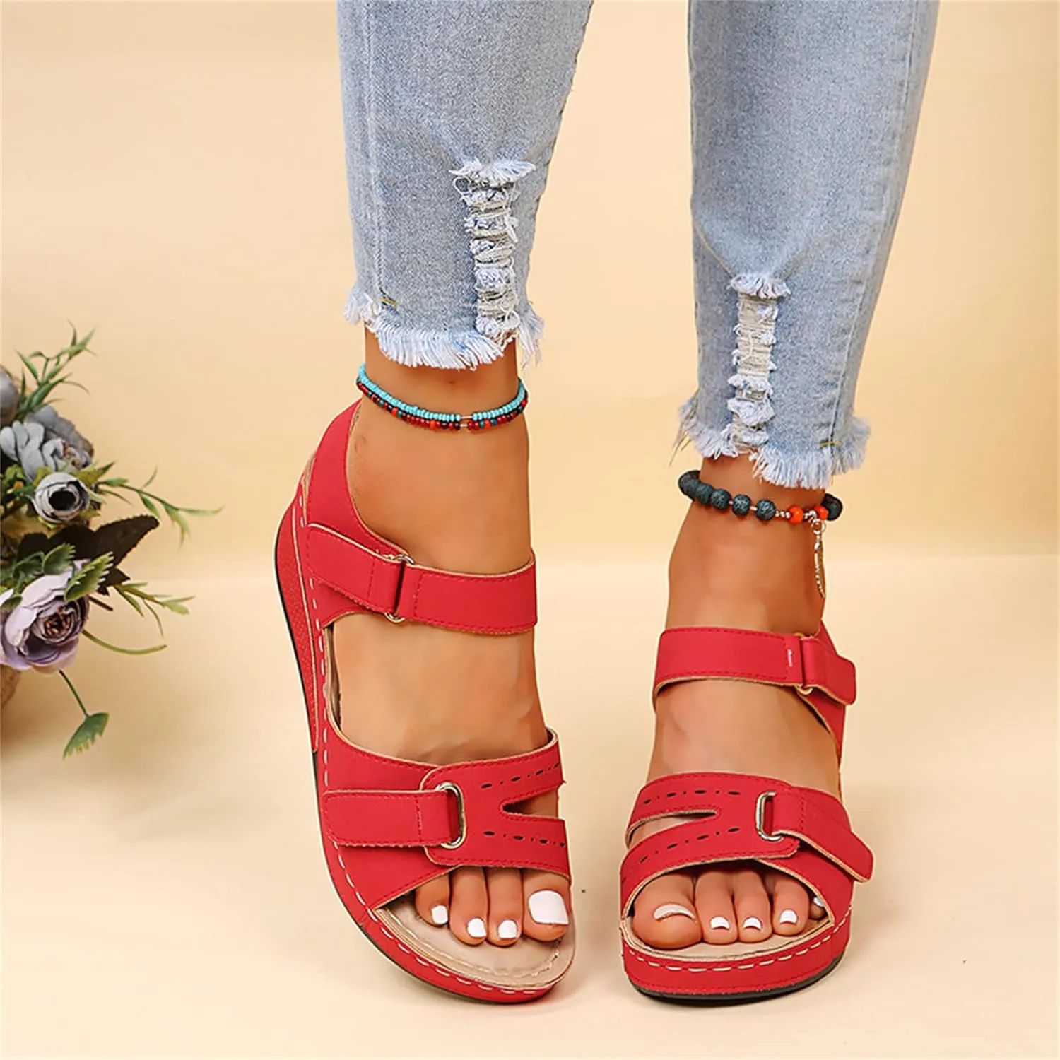 Ladmiple Orthopedic Sandals For Women Arch Support Dressy Summer Fashion Orthotic Slides Comfortable Athletic Slip On Slipper
