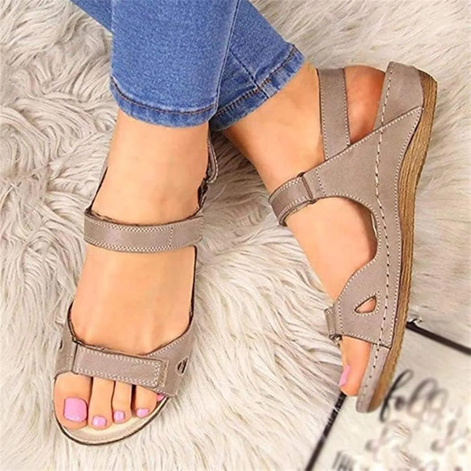 Ladmiple Orthopedic Sandals For Women Elegant Comfortable Dressy Casual Summer Slip On Orthotic Flip Flops With Arch Support