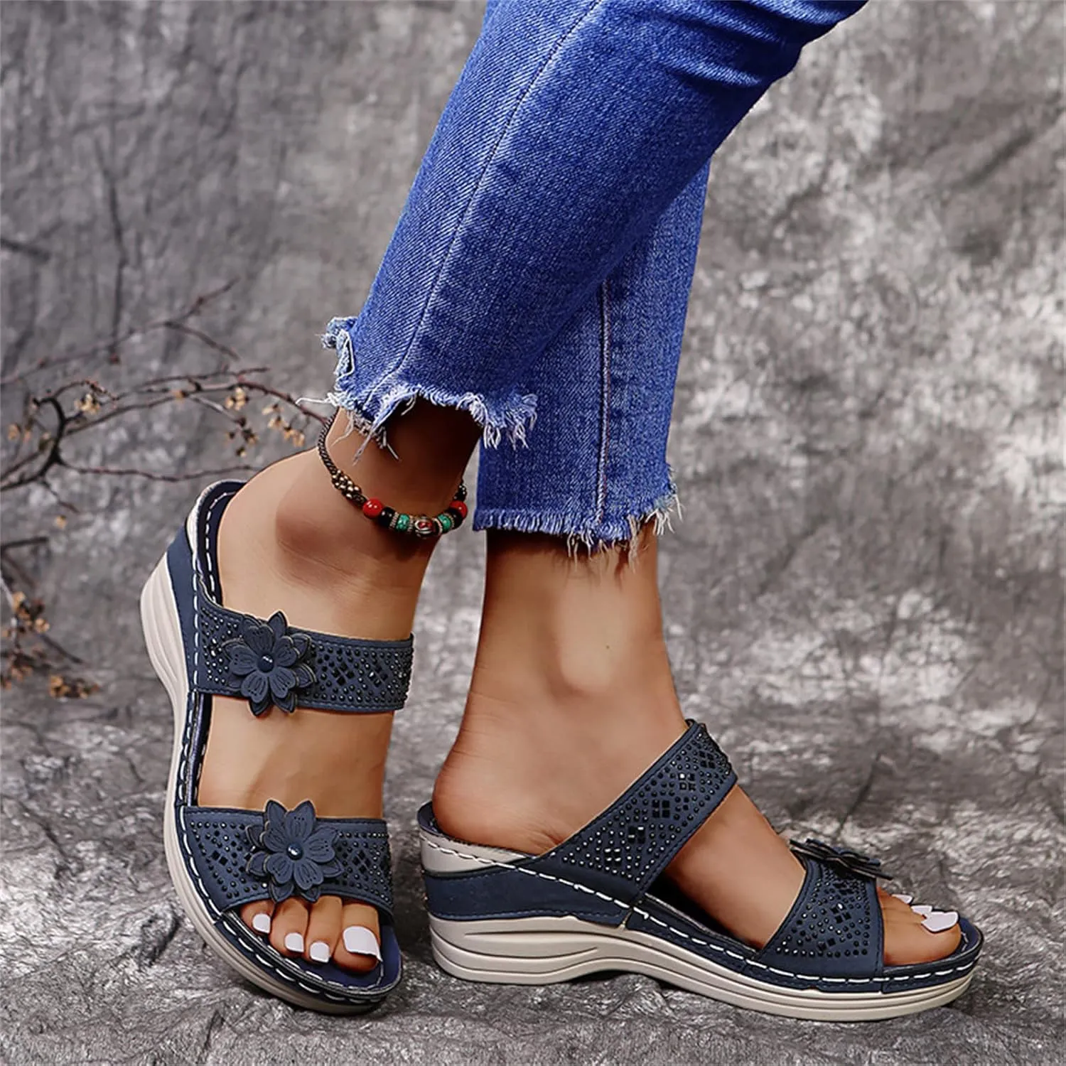 Ladmiple Orthopedic Sandals For Women Elegant Walking Slippers with Arch Support Dressy Summer Slip On Orthotic Flip Flops