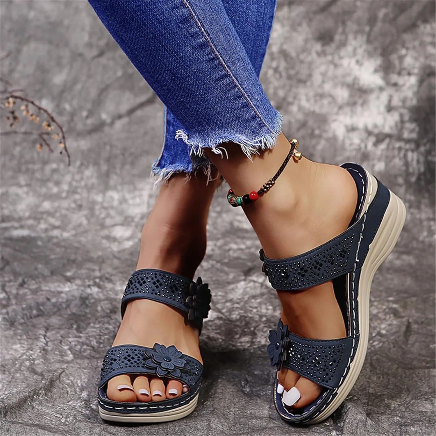 Ladmiple Orthopedic Sandals For Women Elegant Walking Slippers with Arch Support Dressy Summer Slip On Orthotic Flip Flops