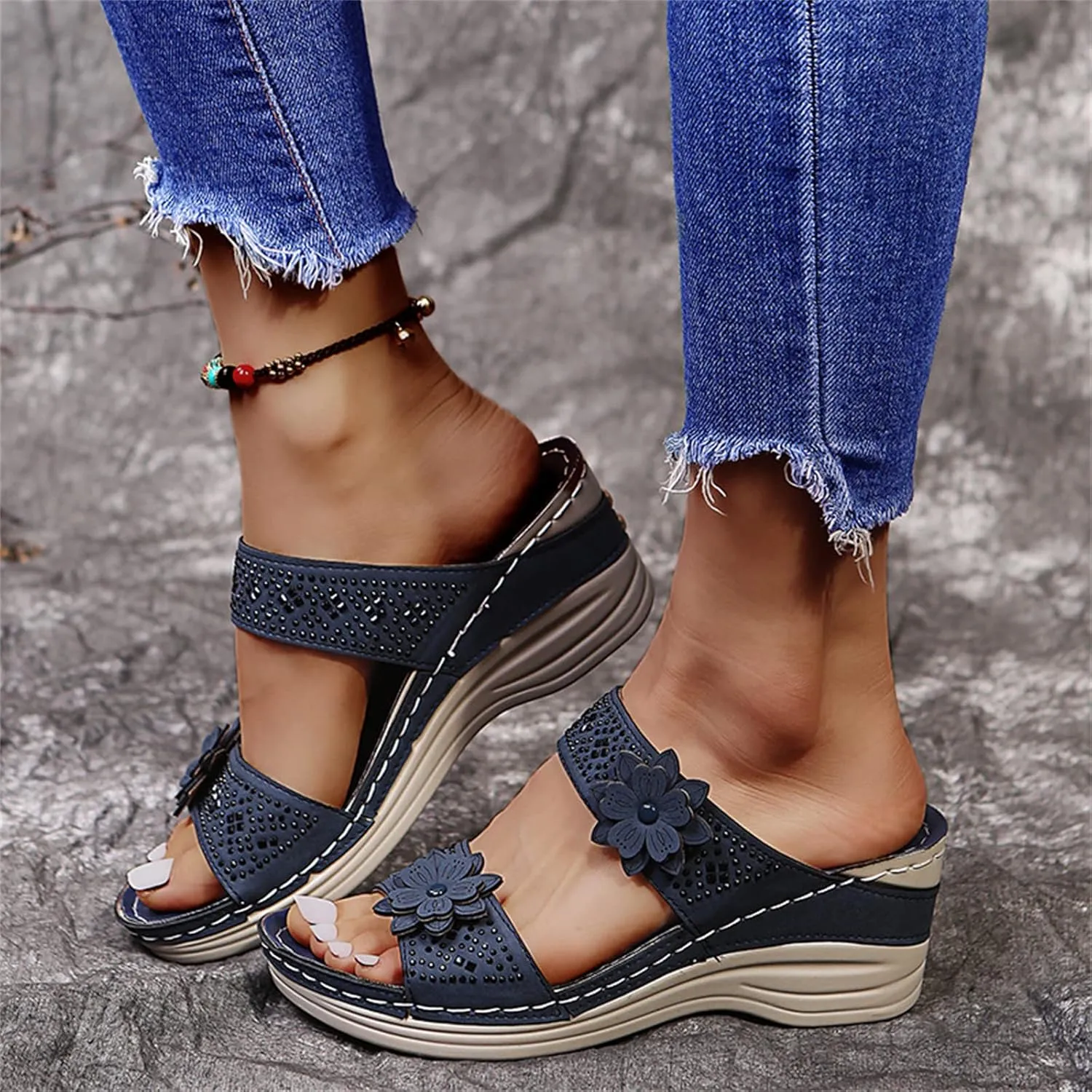 Ladmiple Orthopedic Sandals For Women Elegant Walking Slippers with Arch Support Dressy Summer Slip On Orthotic Flip Flops