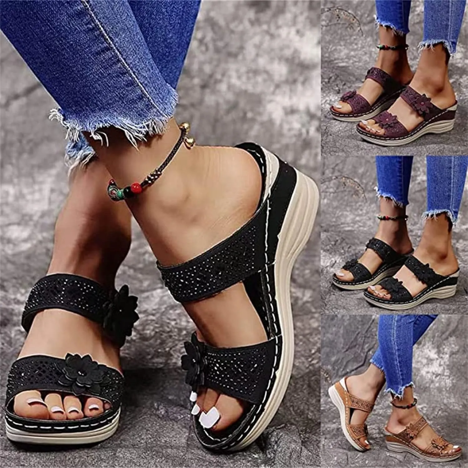Ladmiple Orthopedic Sandals For Women Elegant Walking Slippers with Arch Support Dressy Summer Slip On Orthotic Flip Flops