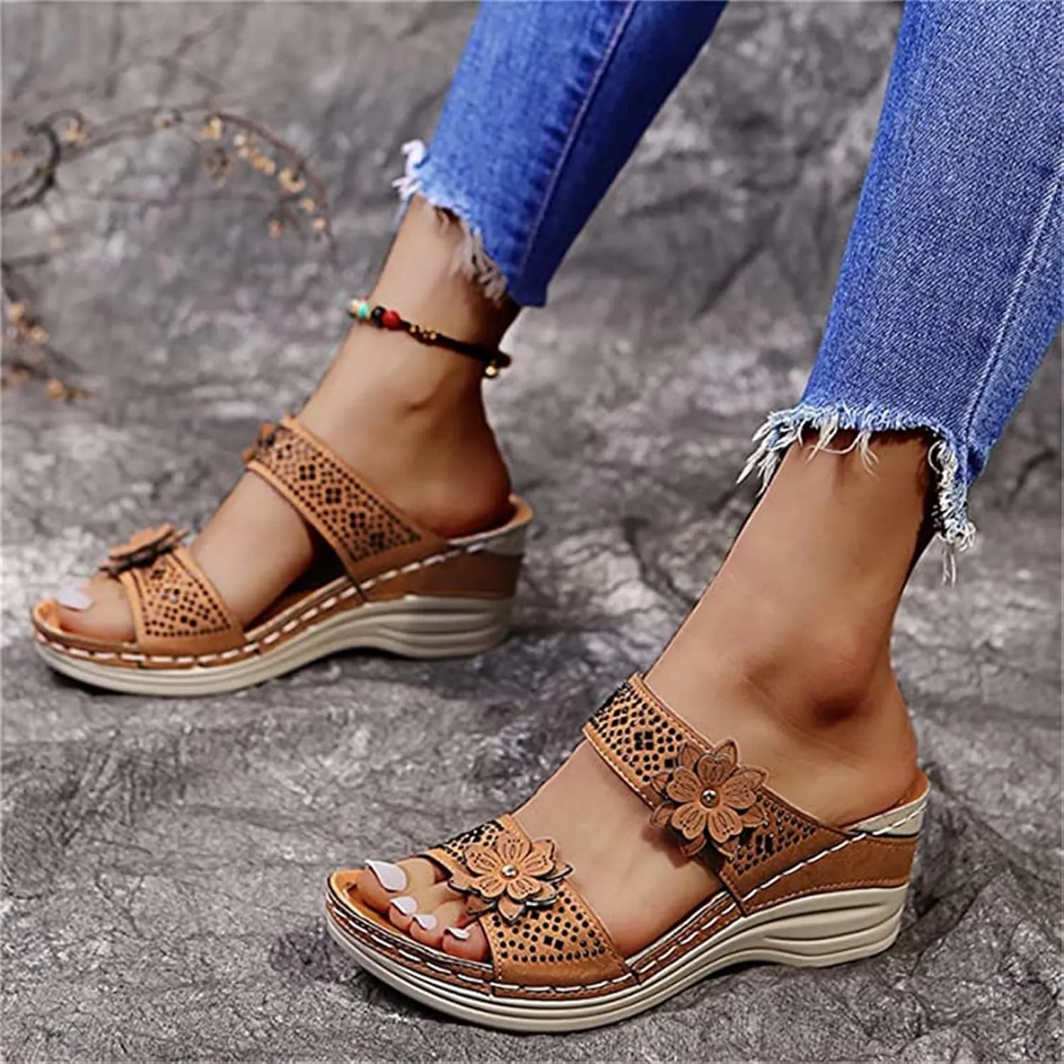 Ladmiple Orthopedic Sandals For Women Elegant Walking Slippers with Arch Support Dressy Summer Slip On Orthotic Flip Flops