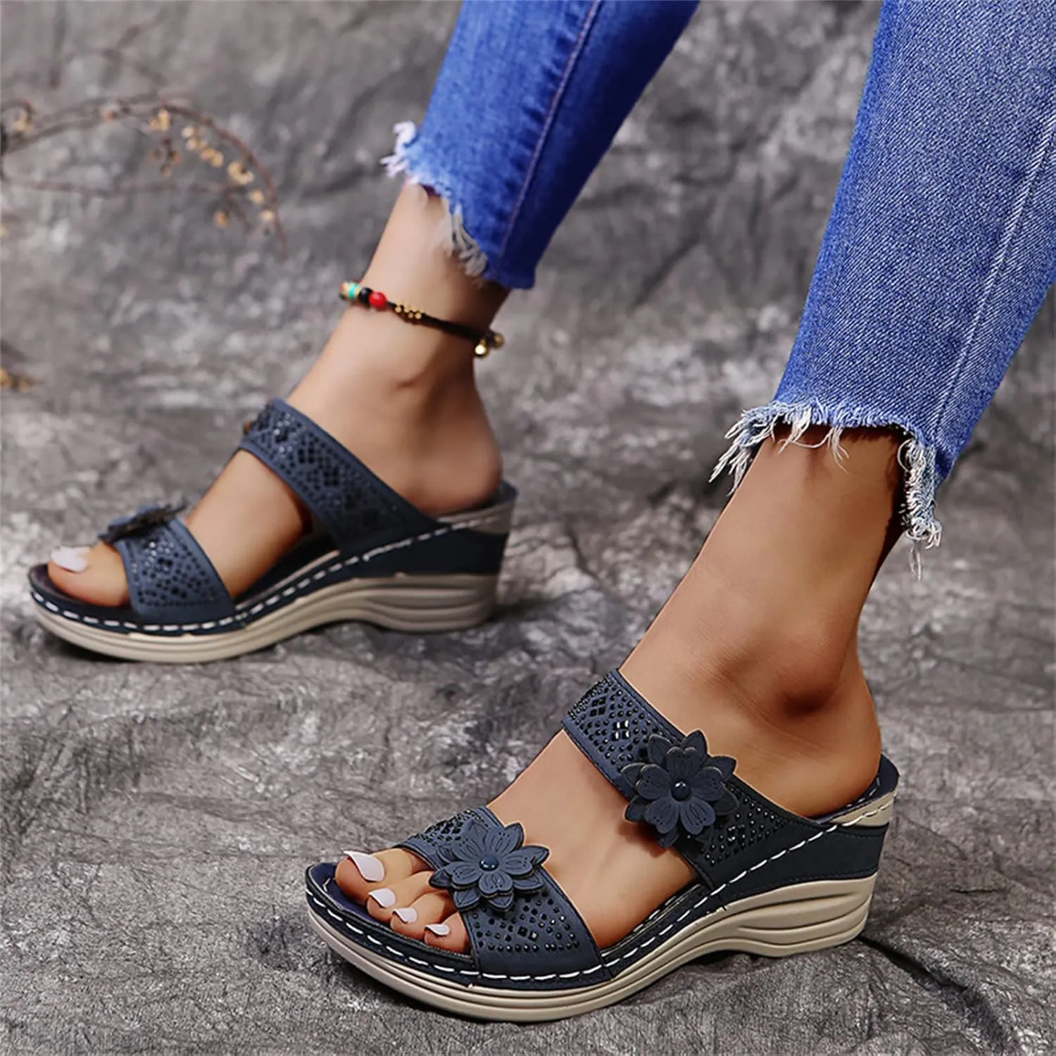 Ladmiple Orthopedic Sandals For Women Elegant Walking Slippers with Arch Support Dressy Summer Slip On Orthotic Flip Flops
