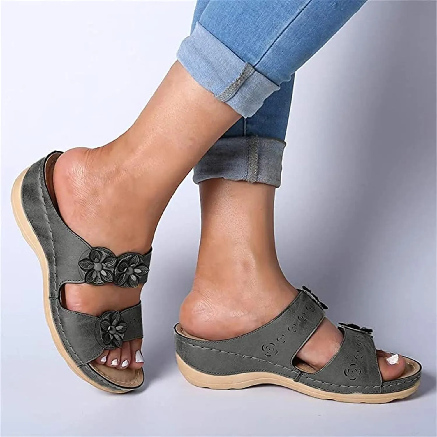 Ladmiple Orthotic Dress Sandals For Women With Arch Support Orthopedic Flip Flops Soft Summer Beach Shoes Comfortable Slides