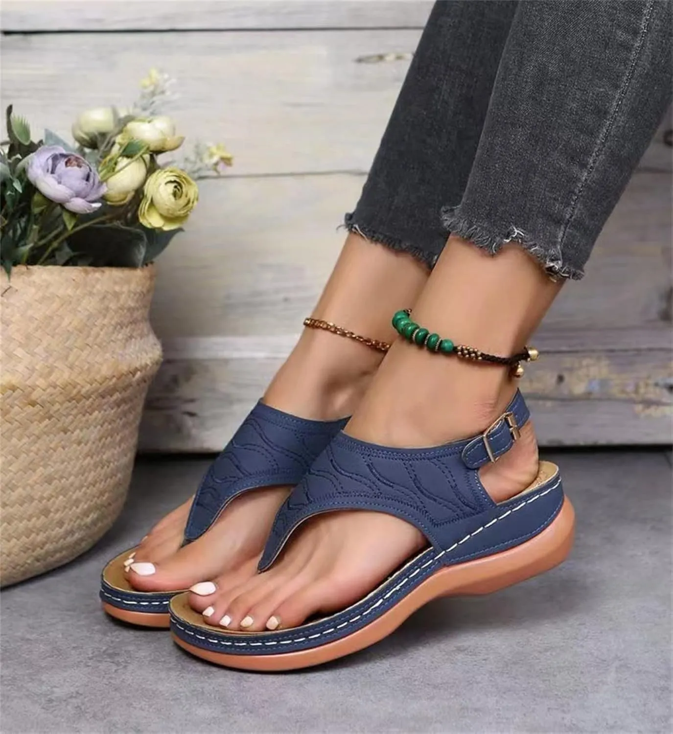 Ladmiple Orthotic Sandals For Women With Arch Support Flips Flops Flat feet Orthopedic Slides Comfortable Walking Beach Shoes