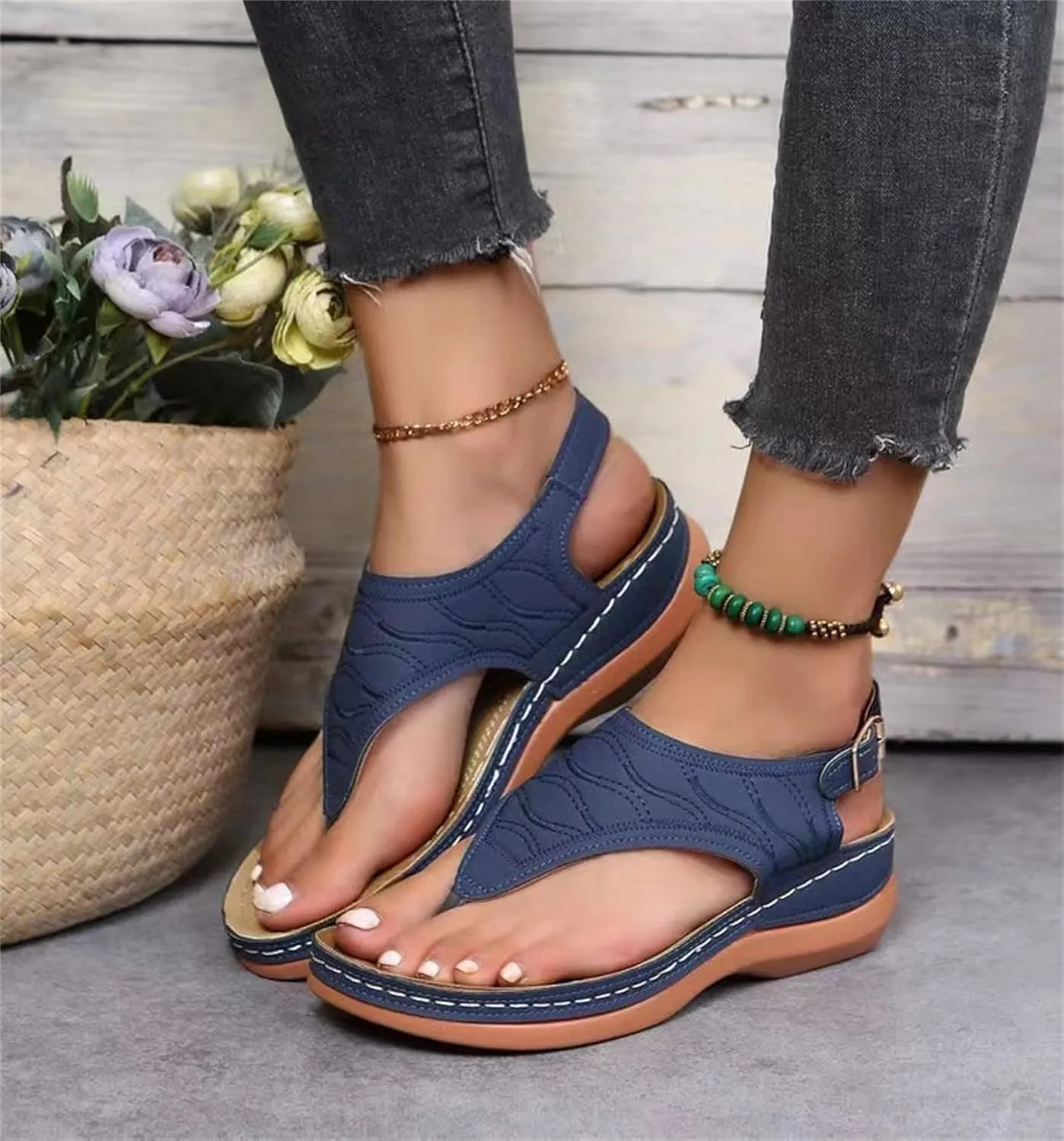 Ladmiple Orthotic Sandals For Women With Arch Support Flips Flops Flat feet Orthopedic Slides Comfortable Walking Beach Shoes