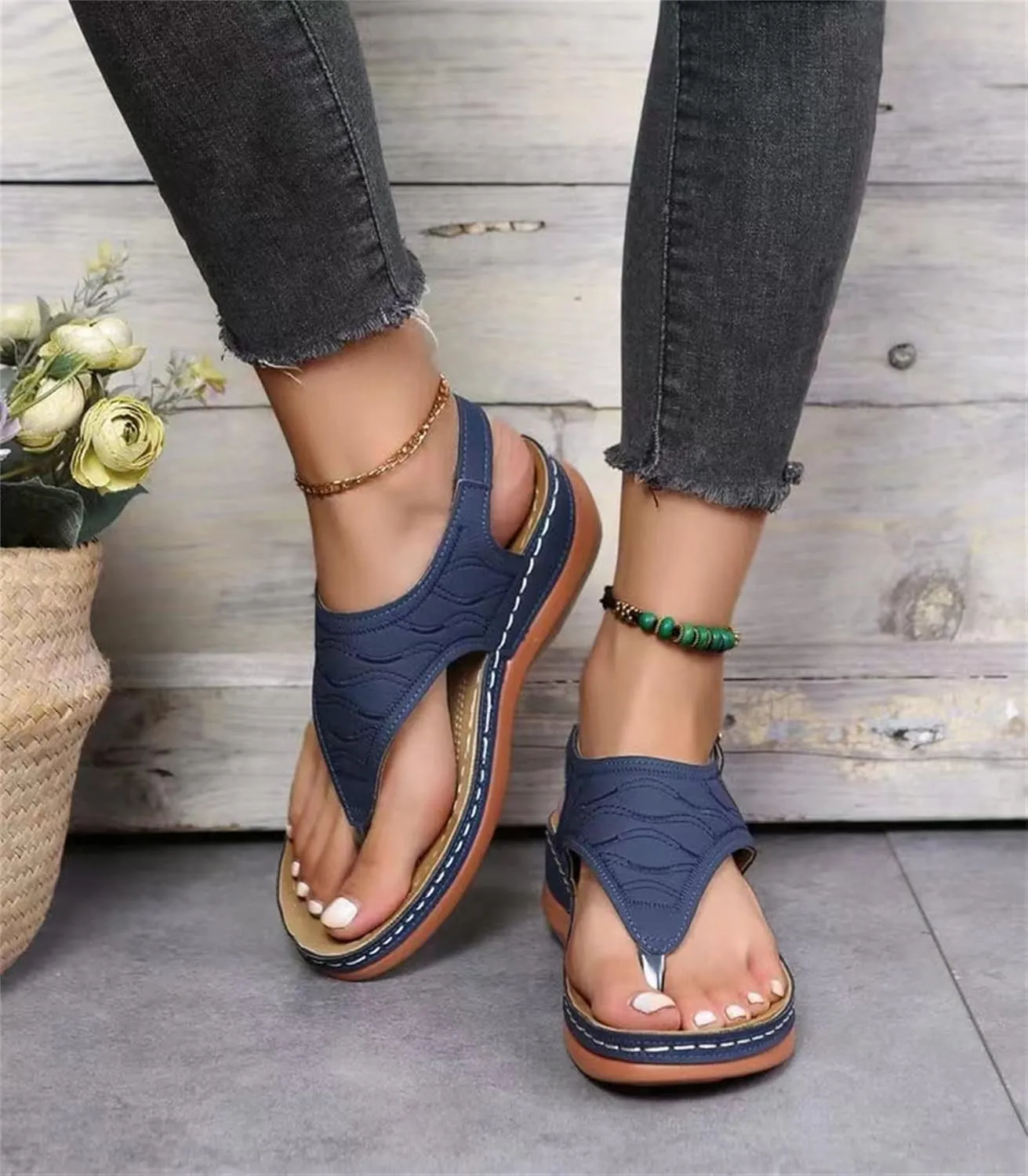 Ladmiple Orthotic Sandals For Women With Arch Support Flips Flops Flat feet Orthopedic Slides Comfortable Walking Beach Shoes