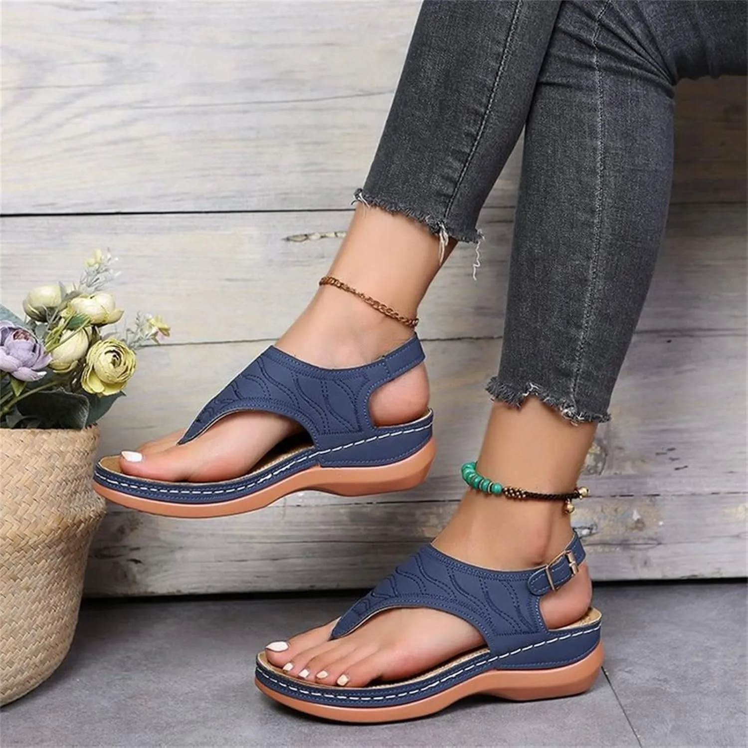 Ladmiple Orthotic Sandals For Women With Arch Support Flips Flops Flat feet Orthopedic Slides Comfortable Walking Beach Shoes