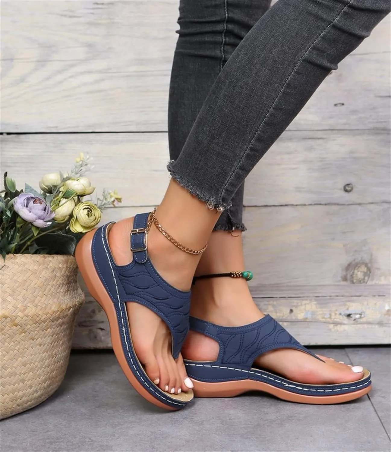 Ladmiple Orthotic Sandals For Women With Arch Support Flips Flops Flat feet Orthopedic Slides Comfortable Walking Beach Shoes