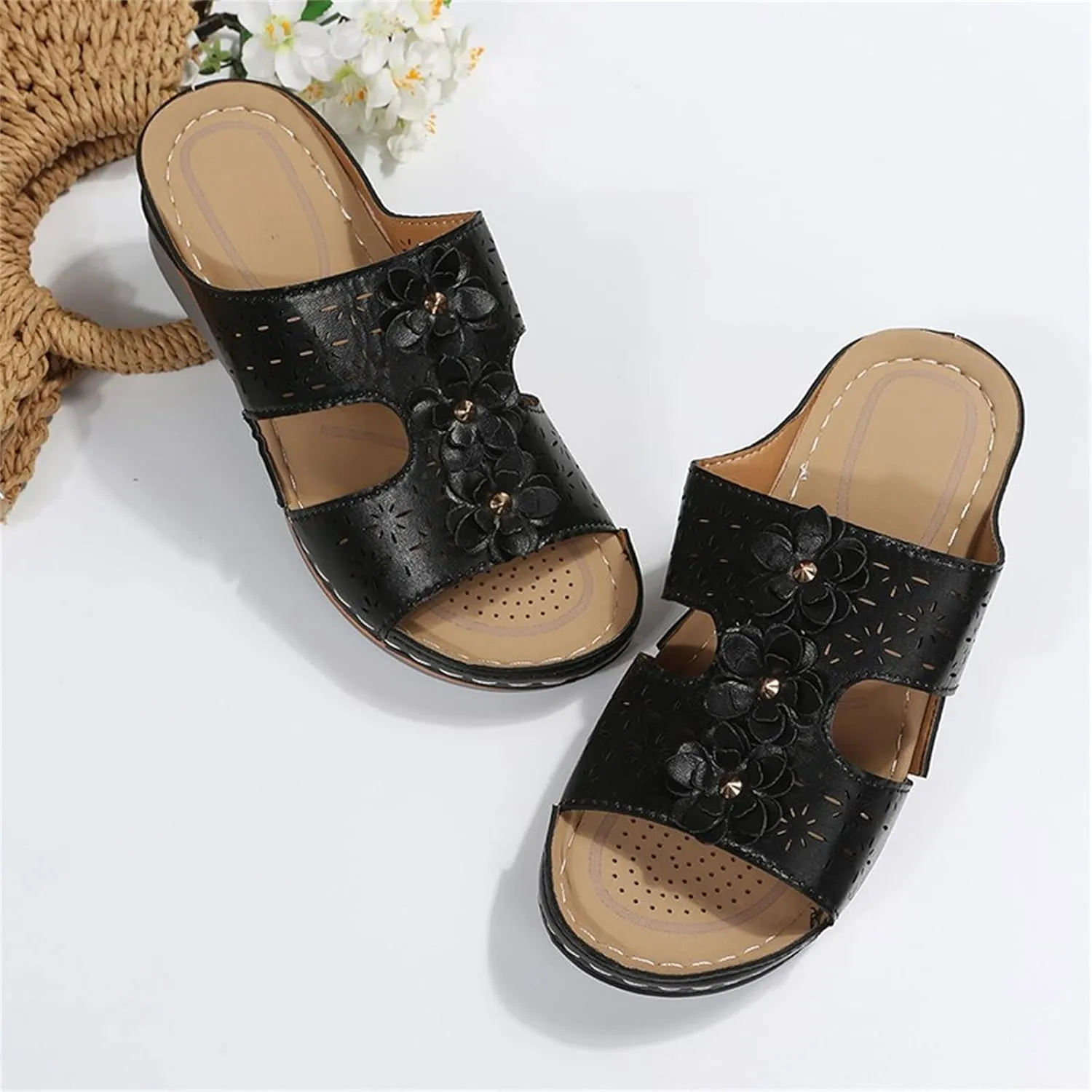 Ladmiple Sandals Women Beach Cute Orthotic Flips Flops Arch Support Flat feet Plantar Fasciitis Comfortable Orthopedic Slides
