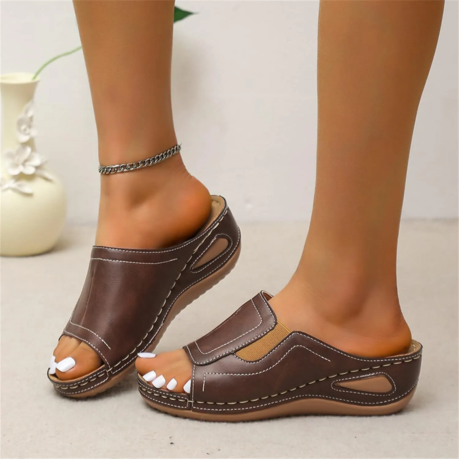 Ladmiple Sandals Women Comfortable Walking Orthopedic Slippers with Arch Support Dressy Summer Slip On Orthotic Flip Flops