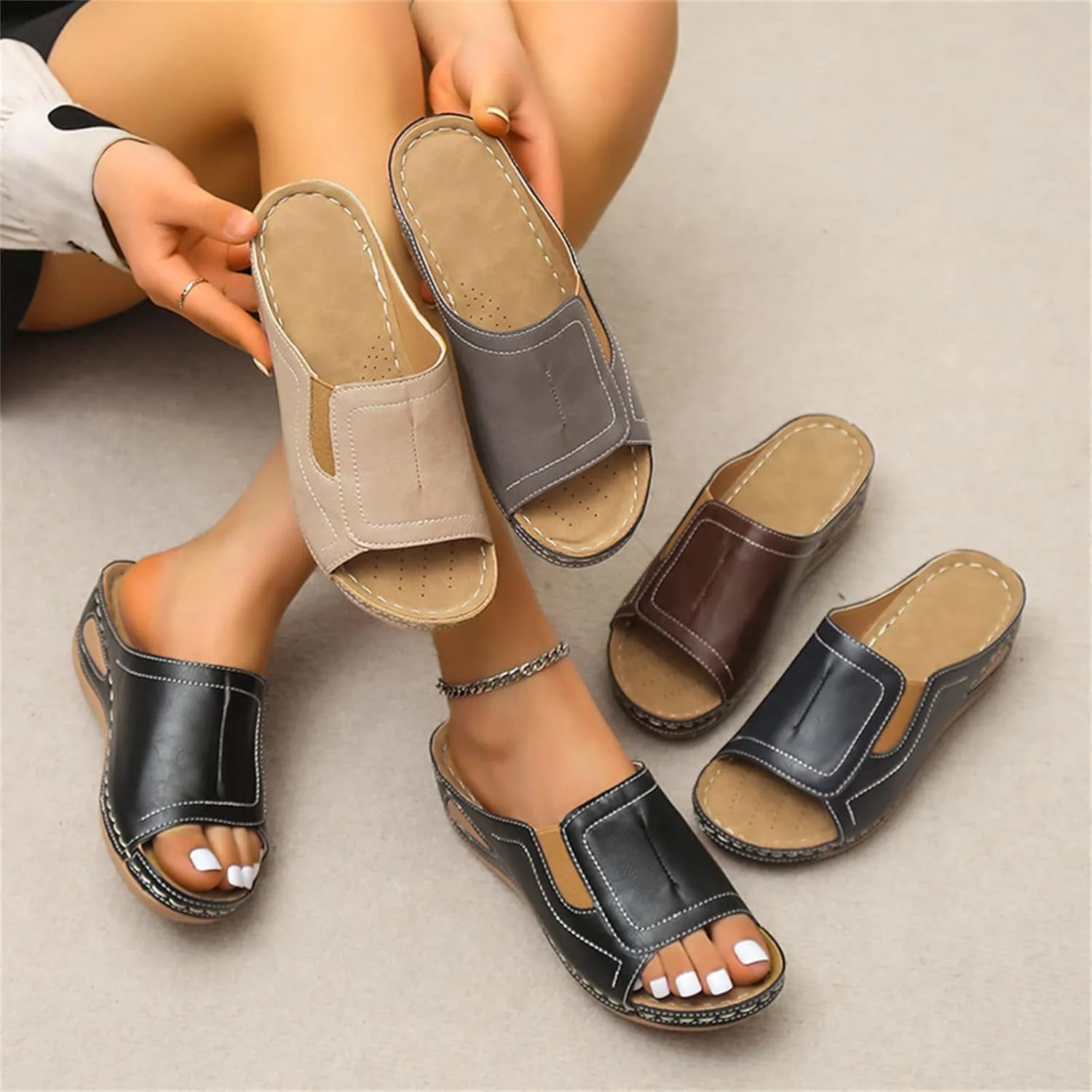 Ladmiple Sandals Women Comfortable Walking Orthopedic Slippers with Arch Support Dressy Summer Slip On Orthotic Flip Flops