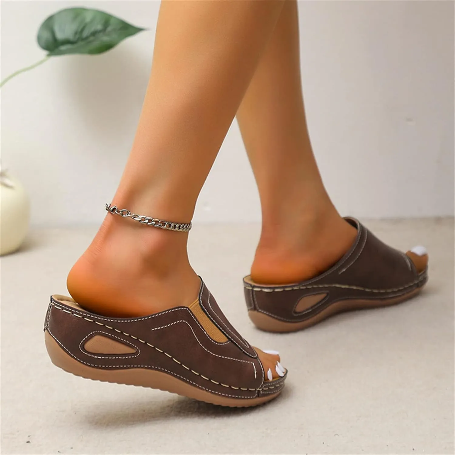 Ladmiple Sandals Women Comfortable Walking Orthopedic Slippers with Arch Support Dressy Summer Slip On Orthotic Flip Flops